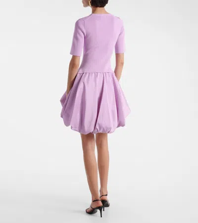 Simkhai Kenny Ribbed-knit And Taffeta Mini Dress In Purple