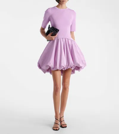 Simkhai Kenny Ribbed-knit And Taffeta Mini Dress In Purple
