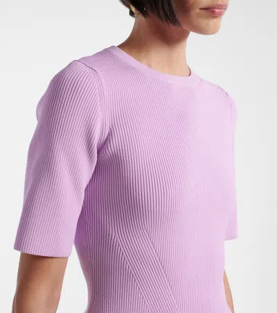 Simkhai Kenny Ribbed-knit And Taffeta Mini Dress In Purple