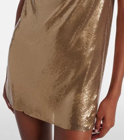 Versace Sleeveless Cowl-neck Metal Mesh Mini Dress In Gold