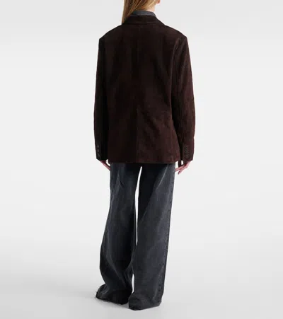 Staud Corrine Suede Jacket In Burgundy