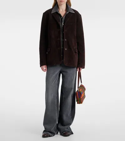 Staud Corrine Suede Jacket In Burgundy