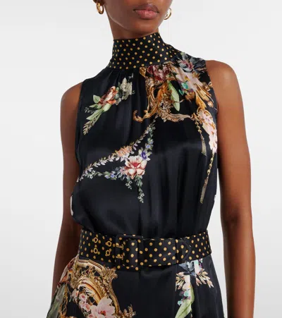 Camilla Necktie Dress With Elasticated Waist Magic In The Manuscripts In Black