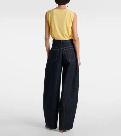 Jacquemus Le De-nîmes Large High Rise Wide Jeans In Blue