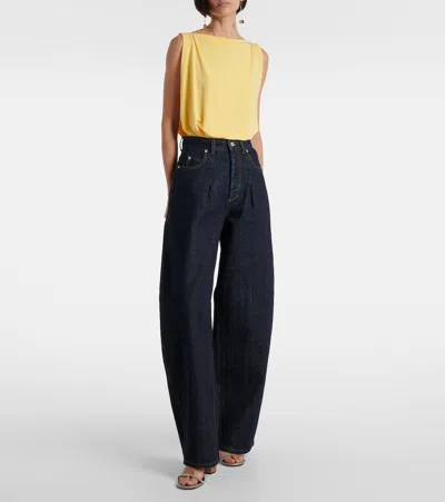 Jacquemus Le De-nîmes Large High Rise Wide Jeans In Blue