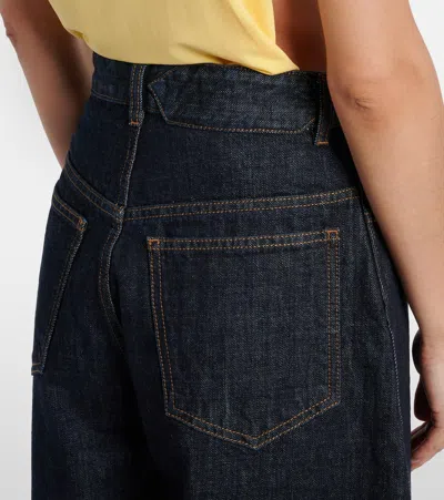 Jacquemus Le De-nîmes Large High Rise Wide Jeans In Blue