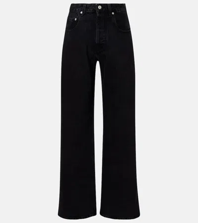 Jacquemus Le De-nîmes Large High Rise Wide Jeans In Black