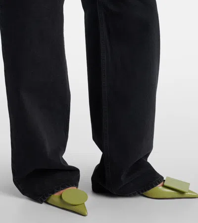 Jacquemus Le De-nîmes Large High Rise Wide Jeans In Black