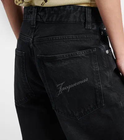 Jacquemus Le De-nîmes Large High Rise Wide Jeans In Black