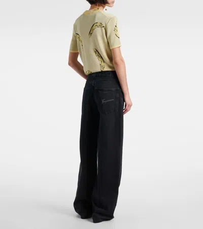 Jacquemus Le De-nîmes Large High Rise Wide Jeans In Black