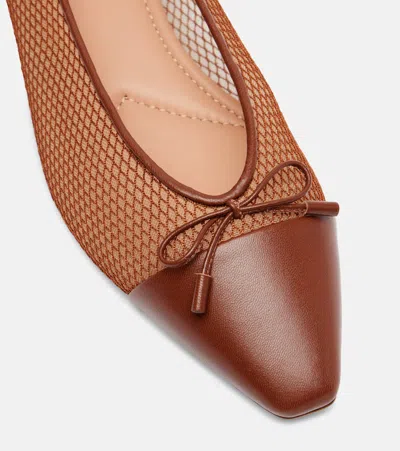 Aquazzura Gioia Mesh And Leather Ballet Flats In Brown