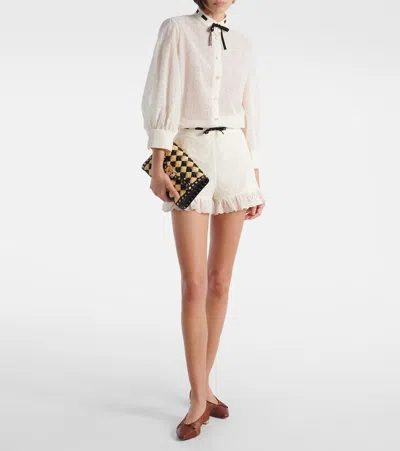 Aquazzura Gioia Mesh And Leather Ballet Flats In Brown