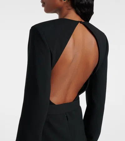 Saint Laurent Wool-cotton Belted A-line Mini Dress In Black