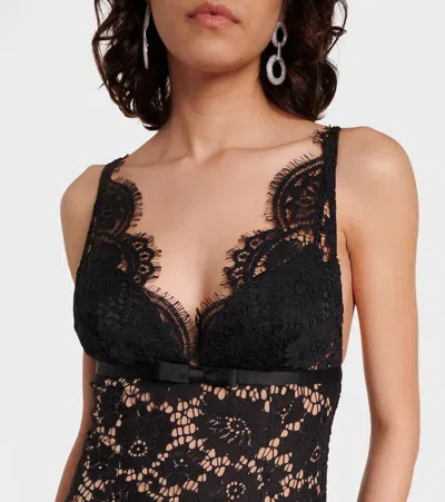 Self-portrait Floral Lace Maxi Dress In Black