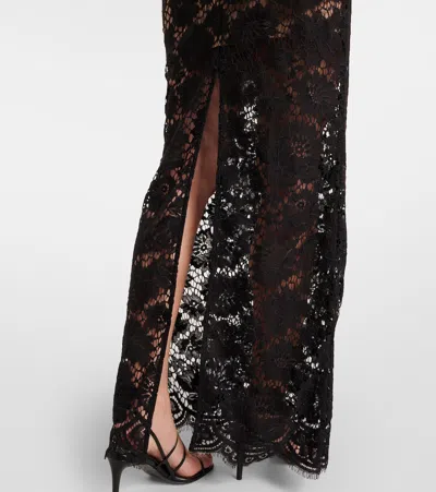 Self-portrait Floral Lace Maxi Dress In Black