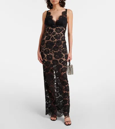 Self-portrait Floral Lace Maxi Dress In Black