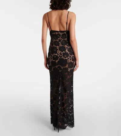 Self-portrait Floral Lace Maxi Dress In Black