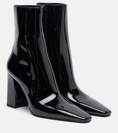 Saint Laurent Rainer 90 Patent Leather Ankle Boots In Black