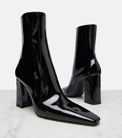 Saint Laurent Rainer 90 Patent Leather Ankle Boots In Black