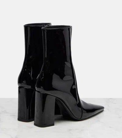 Saint Laurent Rainer 90 Patent Leather Ankle Boots In Black