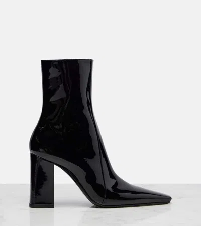 Saint Laurent Rainer 90 Patent Leather Ankle Boots In Black