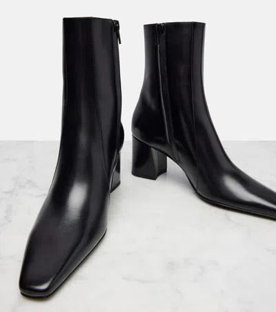 Saint Laurent Rainer 75 Patent Leather Ankle Boots In Black