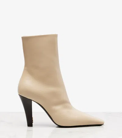 Saint Laurent Jill Booties In Smooth Leather In Sand