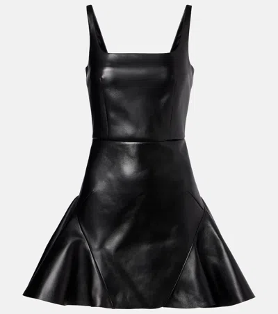Givenchy Womens Fluted Sleeveless Leather Mini Dress Black