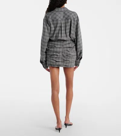 Magda Butrym Checked Wool And Cashmere Miniskirt In Gray