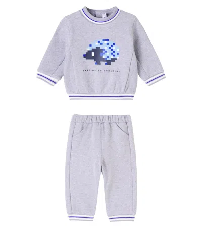 Tartine Et Chocolat Baby Cotton Jersey Tracksuit In Blue