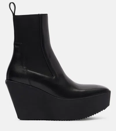 Rick Owens Porterville Sliver Platform Beatle Ankle Short Boots In 09 Black