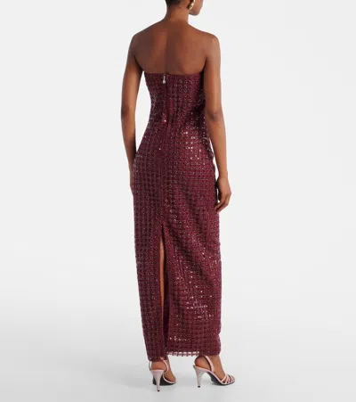 Rotate Birger Christensen Rotate Beaded Maxi Tube Dress In Burgundy