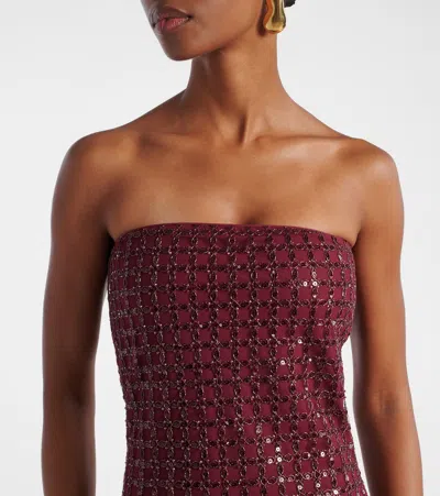 Rotate Birger Christensen Rotate Beaded Maxi Tube Dress In Burgundy