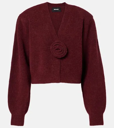 Rotate Birger Christensen Rotate Burgundy Alpaca Blend Cardigan In Burgundy