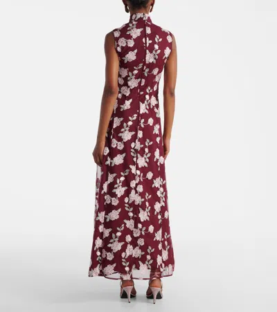 Rotate Birger Christensen Womens Asyna Floral-embroidered Mesh Maxi Dress Zinfandel In Burgundy