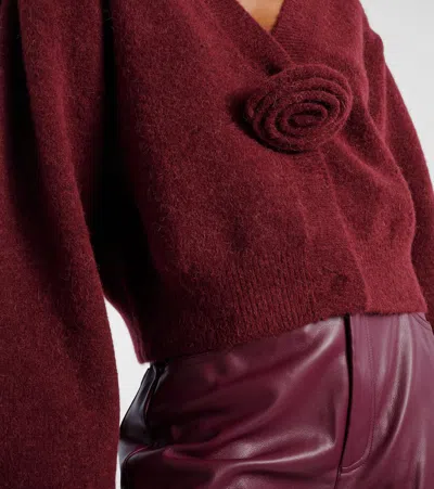 Rotate Birger Christensen Rotate Burgundy Alpaca Blend Cardigan In Burgundy