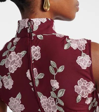 Rotate Birger Christensen Womens Asyna Floral-embroidered Mesh Maxi Dress Zinfandel In Burgundy