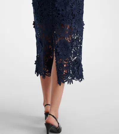 Rotate Birger Christensen Blue Skirt With Semi Transparent Design And Floral Decorations In Fabric Woman In Blue