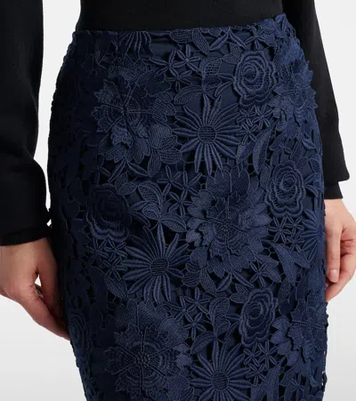 Rotate Birger Christensen Blue Skirt With Semi Transparent Design And Floral Decorations In Fabric Woman In Blue