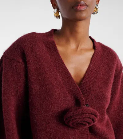 Rotate Birger Christensen Rotate Burgundy Alpaca Blend Cardigan In Burgundy