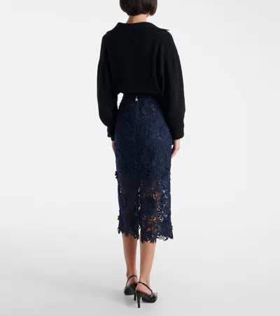 Rotate Birger Christensen Blue Skirt With Semi Transparent Design And Floral Decorations In Fabric Woman In Blue