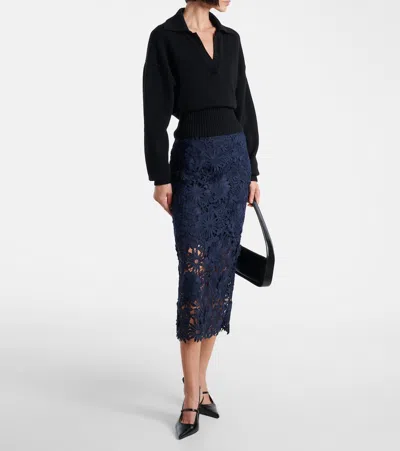 Rotate Birger Christensen Blue Skirt With Semi Transparent Design And Floral Decorations In Fabric Woman In Blue
