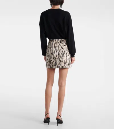 Rotate Birger Christensen Rotate Animal Print Textured Skirt With Form-fitting Design In Black