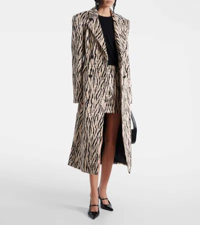 Rotate Birger Christensen Rotate Animal Print Textured Skirt With Form-fitting Design In Black