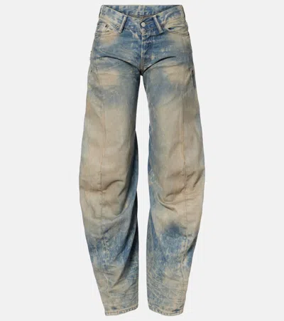 Acne Studios Womens Mid Blue Barrel-leg Goldmine Denim Jeans In Multi