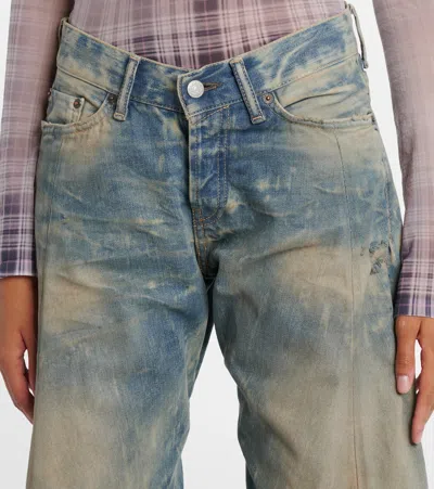 Acne Studios Womens Mid Blue Barrel-leg Goldmine Denim Jeans In Multi