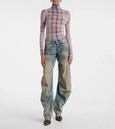 Acne Studios Womens Mid Blue Barrel-leg Goldmine Denim Jeans In Multi