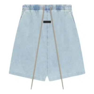 Essentials Fear Of God  Ss24 Relaxed Short 'light Washed Denim' In Blue