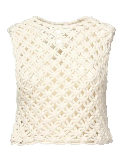 Alaïa Womens Alaia Square Crop Cotton-blend Top In White