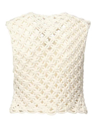 Alaïa Womens Alaia Square Crop Cotton-blend Top In White